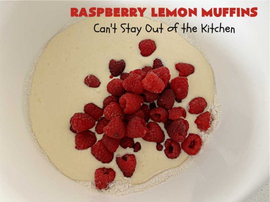 Raspberry Lemon Muffins | Can't Stay Out of the Kitchen | these luscious #muffins include #raspberries, #LemonYogurt & #LemonPeel & just burst with flavor. Every bite is satisfying & delectable. Great for a weekday or weekend #breakfast, or serve for company & a #holiday #brunch #menu. #RaspberryLemonMuffins