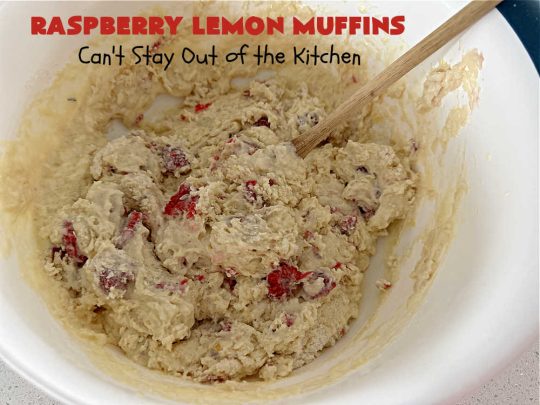 Raspberry Lemon Muffins | Can't Stay Out of the Kitchen | these luscious #muffins include #raspberries, #LemonYogurt & #LemonPeel & just burst with flavor. Every bite is satisfying & delectable. Great for a weekday or weekend #breakfast, or serve for company & a #holiday #brunch #menu. #RaspberryLemonMuffins