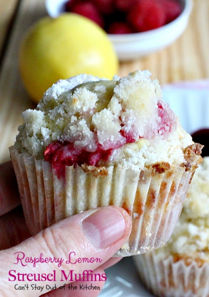 Raspberry Lemon Streusel Muffins | Can't Stay Out of the Kitchen | these delectable #muffins are a great #holiday favorite. Festive, beautiful and scrumptious! #raspberries #lemonyogurt #breakfast