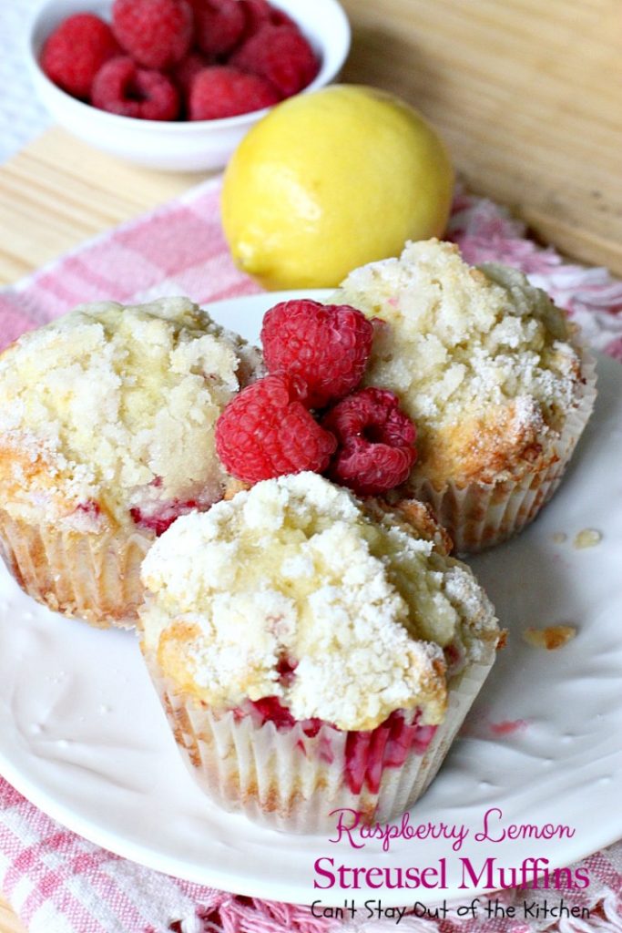 Raspberry Lemon Streusel Muffins | Can't Stay Out of the Kitchen | these delectable #muffins are a great #holiday favorite. Festive, beautiful and scrumptious! #raspberries #lemonyogurt #breakfast