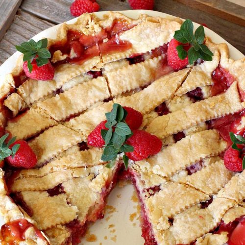 Raspberry Pie | Can't Stay Out of the Kitchen | my Mom's homemade #RaspberryPie #recipe is simple yet elegant enough for #holidays like #Christmas or #ValentinesDay. One bite and you'll be hooked forever! #dessert #raspberries #RaspberryDessert #HolidayDessert