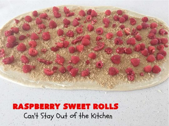Raspberry Sweet Rolls | Can't Stay Out of the Kitchen | these fantastic #SweetRolls are filled with fresh #raspberries & so mouthwateringly delicious you won't be able to stay out of them! This easy #NoKneadRecipe is sure to please family and friends for weekend, company or a #holiday #breakfast. #HolidayBreakfast #RaspberrySweetRolls