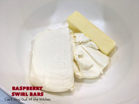 Raspberry Swirl Bars | Can't Stay Out of the Kitchen | these luscious #cookies contain #RaspberryPieFilling & have a #Raspberry #CreamCheese icing. Great #dessert for #holidays or company. #tailgating #RaspberryDessert #RaspberrySwirlBars
