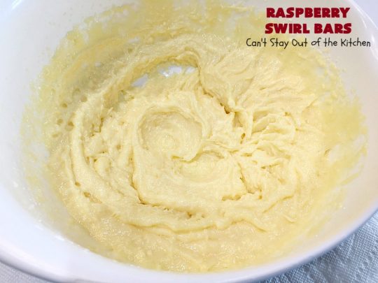 Raspberry Swirl Bars | Can't Stay Out of the Kitchen | these luscious #cookies contain #RaspberryPieFilling & have a #Raspberry #CreamCheese icing. Great #dessert for #holidays or company. #tailgating #RaspberryDessert #RaspberrySwirlBars