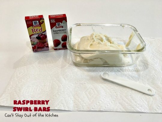 Raspberry Swirl Bars | Can't Stay Out of the Kitchen | these luscious #cookies contain #RaspberryPieFilling & have a #Raspberry #CreamCheese icing. Great #dessert for #holidays or company. #tailgating #RaspberryDessert #RaspberrySwirlBars