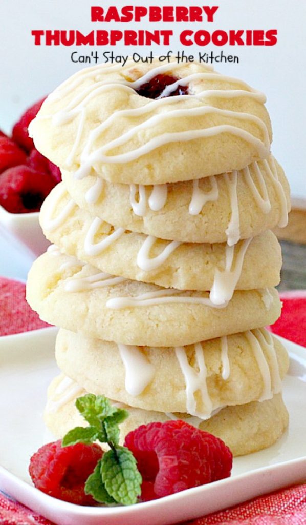 Raspberry Thumbprint Cookies | Can't Stay Out of the Kitchen | These #cookies are divine! They're perfect for #holiday parties, baby showers, potlucks or family reunions. Everyone loves them! #dessert #raspberry