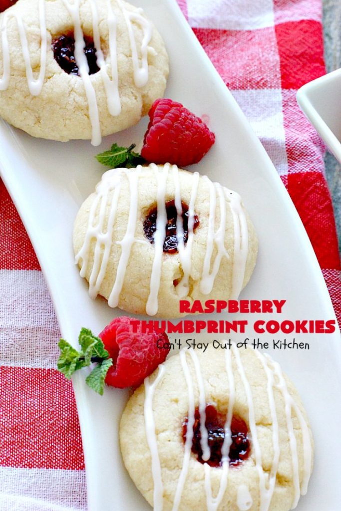 Raspberry Thumbprint Cookies | Can't Stay Out of the Kitchen | These #cookies are divine! They're perfect for #holiday parties, baby showers, potlucks or family reunions. Everyone loves them! #dessert #raspberry
