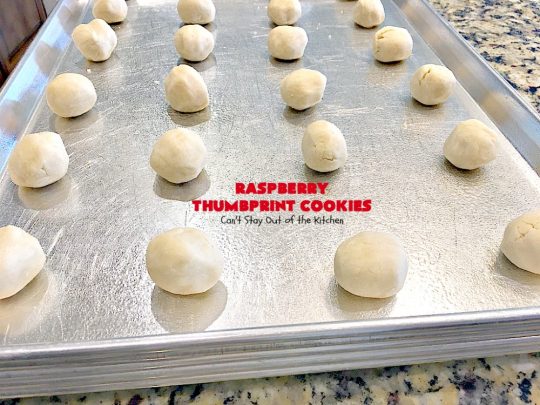 Raspberry Thumbprint Cookies | Can't Stay Out of the Kitchen | These #cookies are divine! They're perfect for #holiday parties, baby showers, potlucks or family reunions. Everyone loves them! #dessert #raspberry