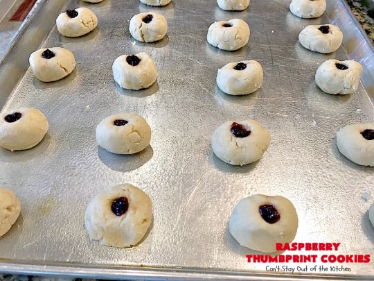 Raspberry Thumbprint Cookies | Can't Stay Out of the Kitchen | These #cookies are divine! They're perfect for #holiday parties, baby showers, potlucks or family reunions. Everyone loves them! #dessert #raspberry
