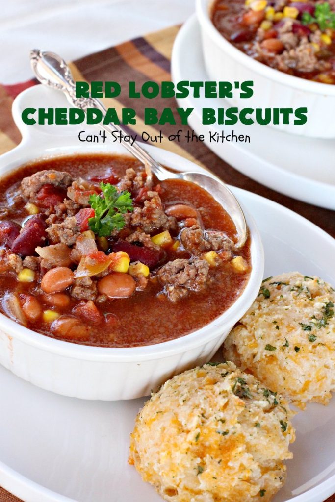 Red Lobster's Cheddar Bay Biscuits | Can't Stay Out of the Kitchen | these fantastic #biscuits are to die for! They are the BEST #copycat #recipe for #RedLobstersCheddarBayBiscuits. Terrific for family, company or #holiday dinners like #MothersDay or #FathersDay. #RedLobster #bread #CheddarBayBiscuits #BestCheddarBayBiscuitsRecipe #CheddarCheese