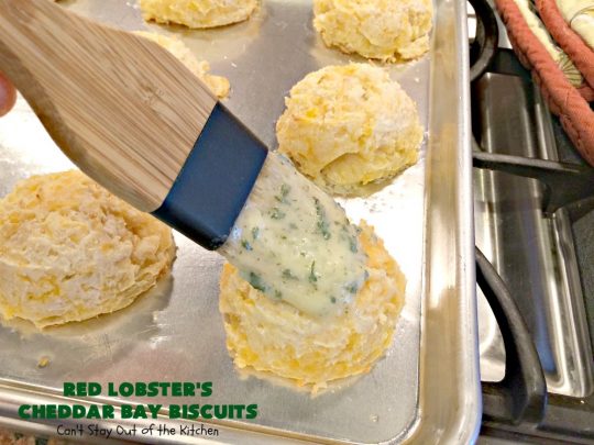 Red Lobster's Cheddar Bay Biscuits | Can't Stay Out of the Kitchen | these fantastic #biscuits are to die for! They are the BEST #copycat #recipe for #RedLobstersCheddarBayBiscuits. Terrific for family, company or #holiday dinners like #MothersDay or #FathersDay. #RedLobster #bread #CheddarBayBiscuits #BestCheddarBayBiscuitsRecipe #CheddarCheese