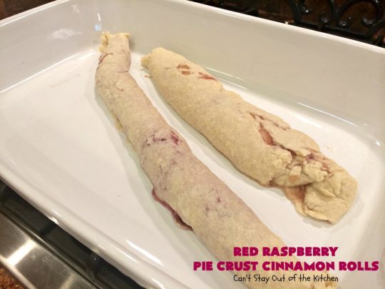 Red Raspberry Pie Crust Cinnamon Rolls | Can't Stay Out of the Kitchen | These #CinnamonRolls are awesome! My brothers and I would fight over them growing up. Homemade Pie Crust is filled with #RedRaspberryJam & sprinkled with cinnamon & sugar. These treats just dissolve in your mouth. Great for a #holiday #breakfast or for a snack any time--day or night! #Christmas #RedRaspberryPieCrustCinnamonRolls #brunch #HolidayBreakfast