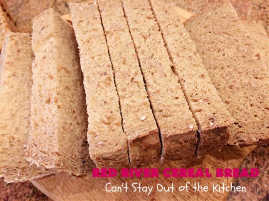 Red River Cereal Bread | Can't Stay Out of the Kitchen | This delicious homemade #bread is so easy since it's made in the #breadmaker! It uses #RedRiverCereal & #WholeWheatFlour along with #honey for a homey delicious taste that's incredibly good. If #HomemadeBread is your comfort food of choice, this one is fantastic. #BreadmakerBread #RedRiverCerealBread