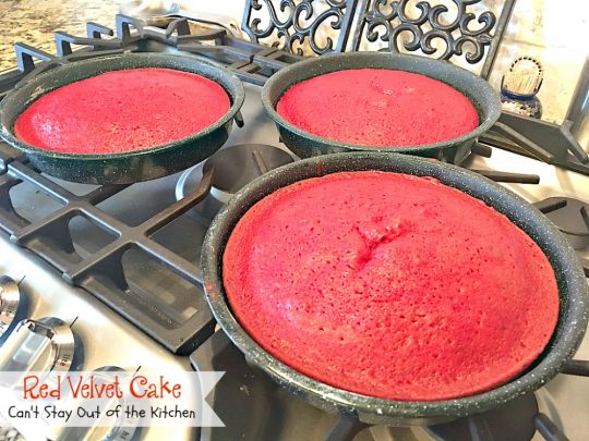 Red Velvet Cake | Can't Stay Out of the Kitchen | our favorite #RedVelvetCake recipe. This one has a luscious #creamcheese icing. Fabulous for anniversaries, #holidays or #Valentine'sDay. #cake #dessert #chocolate