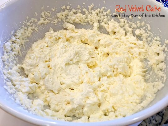 Red Velvet Cake | Can't Stay Out of the Kitchen | our favorite #RedVelvetCake recipe. This one has a luscious #creamcheese icing. Fabulous for anniversaries, #holidays or #Valentine'sDay. #cake #dessert #chocolate