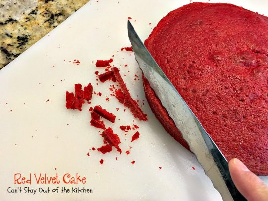 Red Velvet Cake | Can't Stay Out of the Kitchen | our favorite #RedVelvetCake recipe. This one has a luscious #creamcheese icing. Fabulous for anniversaries, #holidays or #Valentine'sDay. #cake #dessert #chocolate
