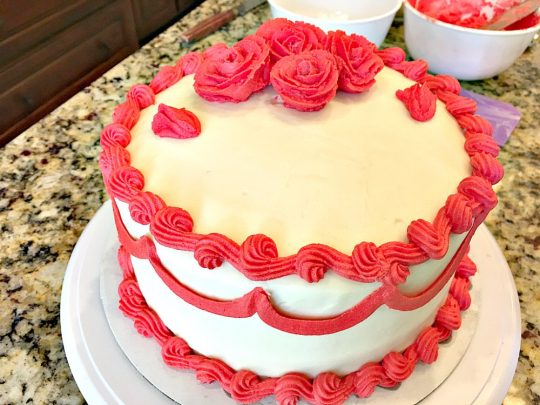 Red Velvet Cake | Can't Stay Out of the Kitchen | our favorite #RedVelvetCake recipe. This one has a luscious #creamcheese icing. Fabulous for anniversaries, #holidays or #Valentine'sDay. #cake #dessert #chocolate