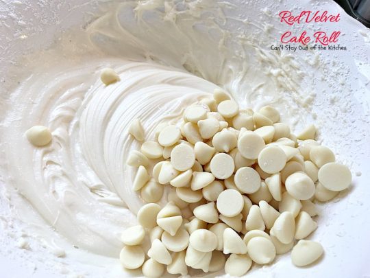 Red Velvet Cake Roll | Can't Stay Out of the Kitchen | spectacular #PaulaDeen recipe to die for! #RedVelvet #cake has a fantastic #whitechocolate #cheesecake filling. Great for the #holidays, anniversaries or #Valentine'sDay. #dessert #chocolate