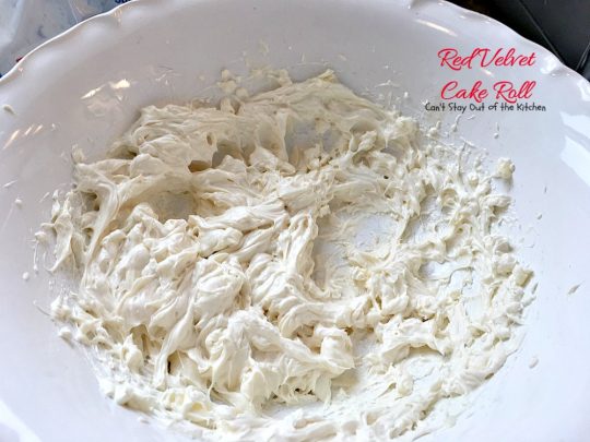 Red Velvet Cake Roll | Can't Stay Out of the Kitchen | spectacular #PaulaDeen recipe to die for! #RedVelvet #cake has a fantastic #whitechocolate #cheesecake filling. Great for the #holidays, anniversaries or #Valentine'sDay. #dessert #chocolate
