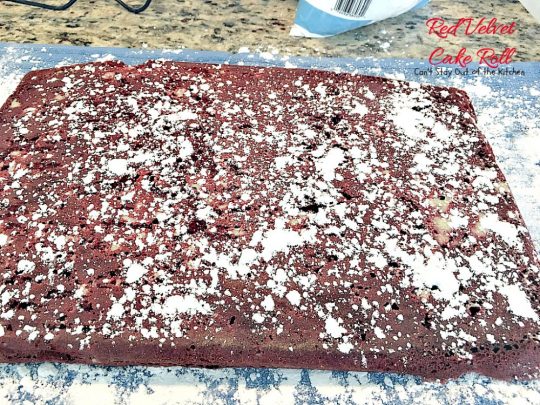 Red Velvet Cake Roll | Can't Stay Out of the Kitchen | spectacular #PaulaDeen recipe to die for! #RedVelvet #cake has a fantastic #whitechocolate #cheesecake filling. Great for the #holidays, anniversaries or #Valentine'sDay. #dessert #chocolate