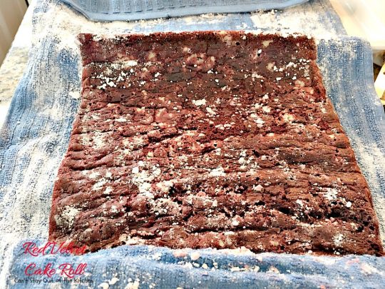 Red Velvet Cake Roll | Can't Stay Out of the Kitchen | spectacular #PaulaDeen recipe to die for! #RedVelvet #cake has a fantastic #whitechocolate #cheesecake filling. Great for the #holidays, anniversaries or #Valentine'sDay. #dessert #chocolate