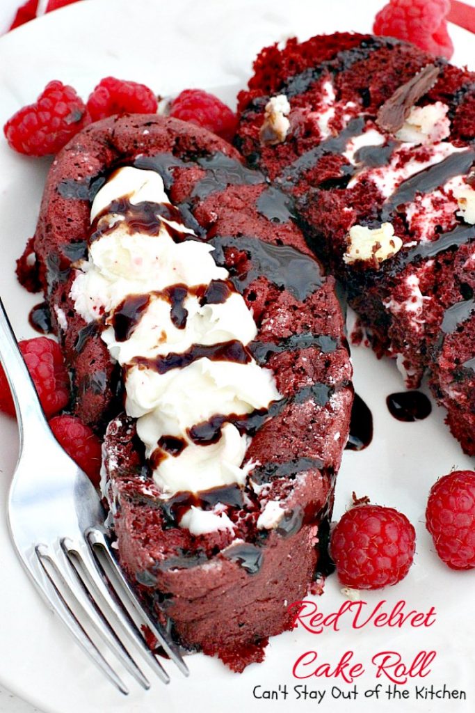 Red Velvet Cake Roll | Can't Stay Out of the Kitchen | spectacular #PaulaDeen recipe to die for! #RedVelvet #cake has a fantastic #whitechocolate #cheesecake filling. Great for the #holidays, anniversaries or #Valentine'sDay. #dessert #chocolate