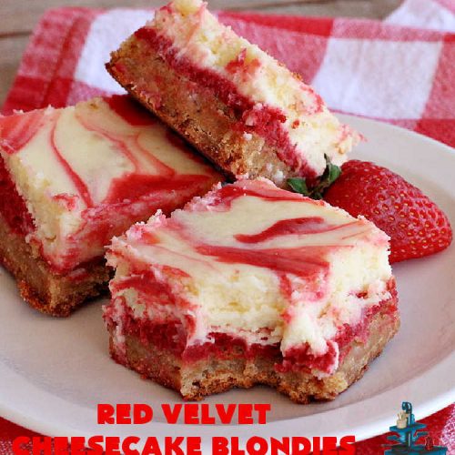 Red Velvet Cheesecake Blondies | Can't Stay Out of the Kitchen | these #RedVelvet #Brownies are so irresistible. The #Cheesecake layer is so mouthwatering. The combination of flavors is rich, decadent & heavenly. Terrific #dessert for #ValentinesDay, #MothersDay, birthdays, special occasions or #potlucks. #RedVelvetCheesecaakeBrownies #RedVelvetCheesecakeBlondies #holiday #RedVelvetDessert #HolidayDessert #ChocolateDessert