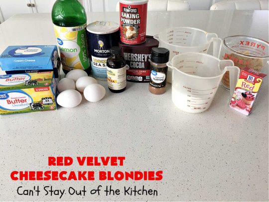 Red Velvet Cheesecake Blondies | Can't Stay Out of the Kitchen | these #RedVelvet #Brownies are so irresistible. The #Cheesecake layer is so mouthwatering. The combination of flavors is rich, decadent & heavenly. Terrific #dessert for #ValentinesDay, #MothersDay, birthdays, special occasions or #potlucks. #RedVelvetCheesecaakeBrownies #RedVelvetCheesecakeBlondies #holiday #RedVelvetDessert #HolidayDessert #ChocolateDessert