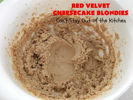 Red Velvet Cheesecake Blondies | Can't Stay Out of the Kitchen | these #RedVelvet #Brownies are so irresistible. The #Cheesecake layer is so mouthwatering. The combination of flavors is rich, decadent & heavenly. Terrific #dessert for #ValentinesDay, #MothersDay, birthdays, special occasions or #potlucks. #RedVelvetCheesecaakeBrownies #RedVelvetCheesecakeBlondies #holiday #RedVelvetDessert #HolidayDessert #ChocolateDessert