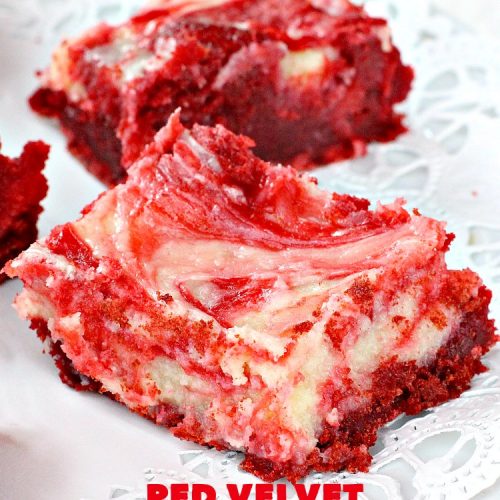 Red Velvet Cheesecake Brownies | Can't Stay Out of the Kitchen | these are the most awesome #redvelvet #brownies ever! They have a luscious #cheesecake layer swirled into the batter. Perfect #dessert for #holidays like #Christmas or #ValentinesDay.