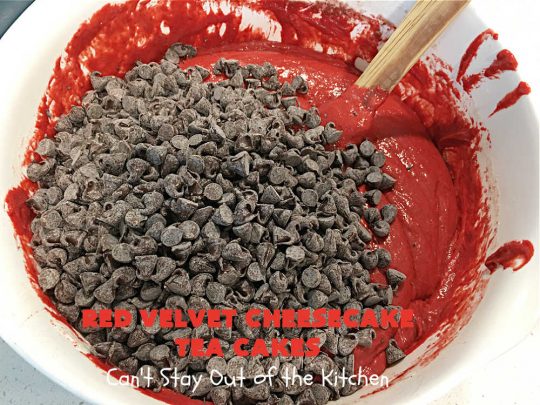 Red Velvet Cheesecake Tea Cakes | Can't Stay Out of the Kitchen | These delectable #TeaCakes start with a #RedVelvet cake mix that includes #Cheesecake pudding. They're glazed with #CreamCheese icing. Festive, elegant, beautiful #dessert for the #holidays, #Christmas or #ValentinesDay. #cake #chocolate #HolidayDessert #RedVelvetDessert #RedVelvetCheesecakeTeaCakes