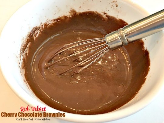 Red Velvet Cherry Chocolate Brownies | Can't Stay Out of the Kitchen | these fantastic #brownies start with a #RedVelvet cake mix and #M&M's. Totally outrageous #dessert you've got to make for #Valentine'sDay!
