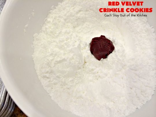 Red Velvet Crinkle Cookies | Can't Stay Out of the Kitchen | these sensational 6-ingredient #cookies are perfect for the #holidays & #Christmas #baking. They start with a #RedVelvet #cakemix making them so quick & easy. #Dessert #RedVelvetCookies #RedVelvetDessert #ChristmasDessert #ChristmasCookieExchange