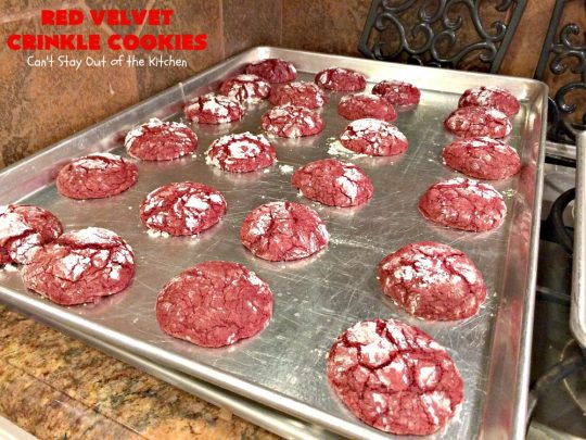 Red Velvet Crinkle Cookies | Can't Stay Out of the Kitchen | these sensational 6-ingredient #cookies are perfect for the #holidays & #Christmas #baking. They start with a #RedVelvet #cakemix making them so quick & easy. #Dessert #RedVelvetCookies #RedVelvetDessert #ChristmasDessert #ChristmasCookieExchange