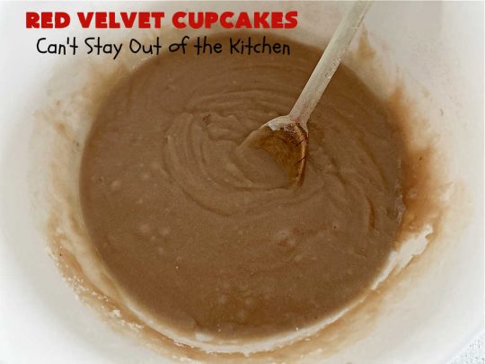 Red Velvet Cupcakes | Can't Stay Out of the Kitchen | These luscious #RedVelvet #cupcakes are so rich, decadent & heavenly you won't be able to stay out of them! The #CreamCheese #Frosting puts them over the top. Perfect #holiday treats for #Christmas or #ValentinesDay. #dessert #chocolate #RedVelvetDessert #ChocolateDessert #HolidayDessert #ValentinesDessert #ChristmasDessert #RedVelvetCupcakes