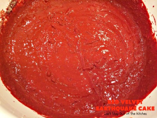 Red Velvet Earthquake Cake | Can't Stay Out of the Kitchen | This amazing #dessert experiences a volcanic shift while baking, so it craters and shifts layers like an earthquake. Our fabulous #redvelvet #cake is perfect for special occasions & #holidays like #Christmas & #ValentinesDay. #chocolate #cheesecake