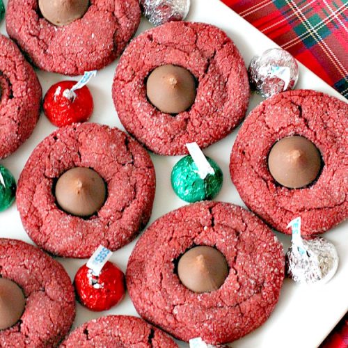 Red Velvet Kisses | Can't Stay Out of the Kitchen | these amazing #redvelvet #cookies have a #Hersheys kiss in the center. Fabulous for #holiday baking. #chocolate #dessert