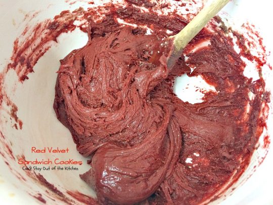 Red Velvet Sandwich Cookies | Can't Stay Out of the Kitchen | the most spectacular #redvelvet #cookie ever! These #whoopiepies have a luscious cream cheese, coconut and pecan frosting. They're absolutely amazing. #dessert