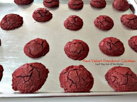 Red Velvet Sandwich Cookies | Can't Stay Out of the Kitchen | the most spectacular #redvelvet #cookie ever! These #whoopiepies have a luscious cream cheese, coconut and pecan frosting. They're absolutely amazing. #dessert