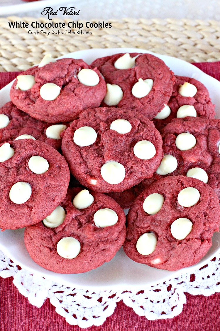 Red Velvet White Chocolate Chip Cookies | Can't Stay Out of the Kitchen