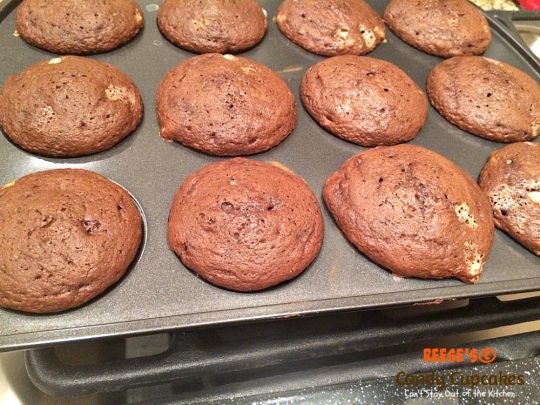 Reese's Candy Cupcakes | Can't Stay Out of the Kitchen | These incredibly delicious #chocolate #cupcakes are filled and topped with #Reese's candies. Quick and easy, too. #dessert