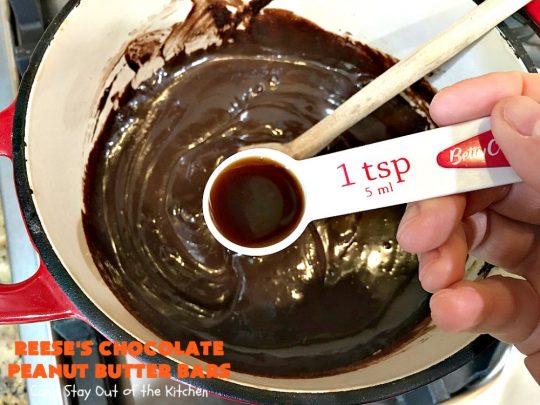 Reese's Chocolate Peanut Butter Bars | Can't Stay Out of the Kitchen | these outrageous #cookies start with an #OatmealCookie & #PeanutButter crust & topping. They have a #chocolate sauce & #ReesesPeanutButterCandies in the middle. Absolutely awesome! #tailgating #brownie #dessert #ChocolateDessert #PeanutButterDessert #ReesesPeanutButterDessert #ReesesChocolatePeanutButterBars