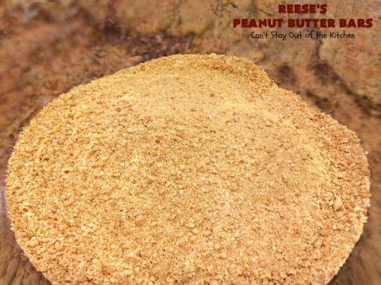 Reese's Peanut Butter Bars | Can't Stay Out of the Kitchen | this spectacular #dessert is rich, decadent & divine! It uses only 5 ingredients. It's a fantastic #copycat #recipe for #ReesesPeanutButterCups. No kidding! Perfect for #tailgating parties & potlucks, or #holidays like #MemorialDay or #FathersDay. #cookie #chocolate #brownie #ChocolateDessert #PeanutButterDessert #ReesesPeanutButterBars