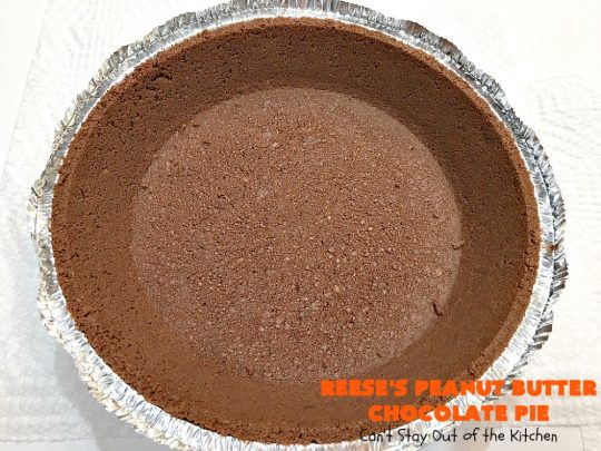 Reese's Peanut Butter Chocolate Pie | Can't Stay Out of the Kitchen | this quick & easy 5 ingredient #pie is phenomenal! It's perfect for a company or #holiday #dessert, but so easy you can make it often. #chocolate #ReesesPeanutButterCups #PeanutButter #ChocolateDessert #PeanutButterDessert #HolidayDessert #ReesesPeanutButterChocolatePie