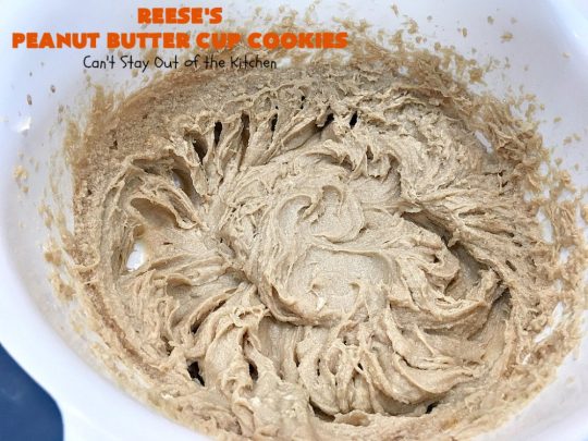 Reese's Peanut Butter Cup Cookies | Can't Stay Out of the Kitchen | these spectacular #cookies include miniature #ReesesPeanutButterCups. They explode with #chocolate & #PeanutButter flavors making them irresistible & heavenly. Wonderful #dessert for #tailgating parties, #holidays or potlucks. #dessert #ChocolateDessert #PeanutButterDessert #ReesesPeanutButterCupDessert #HalloweenCandy #ChristmasCookieExchange