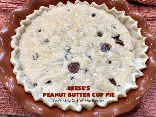 Reese's Peanut Butter Cup Pie | Can't Stay Out of the Kitchen | This fantastic #Pie will knock your socks off! It's sinfully rich, decadent & absolutely mouthwatering. It's filled with #ReesesPeanutButterCups! #Chocolate & #PeanutButter in a pie are the ultimate #dessert experience. Great for #holidays & special occasions. #ValentinesDay #HolidayDessert #ChocolateDessert #PeanutButterDessert #ReesesDessert #ReesesPeanutButterCupPie #Reeses