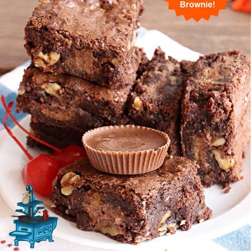 Reese's Peanut Butter Cup Surprise Brownies | Can't Stay Out of the Kitchen | These delectable #brownies have a wonderful "surprise" in each bite. A #ReesesPeanutButterCup is buried in each one. This fantastic over-the-top #dessert will have you swooning. Great for #tailgating parties, the #SuperBowl, #MarchMadness & other sporting events. #chocolate #PeanutButter #ReesesPeanutButterCupSurpriseBrownies