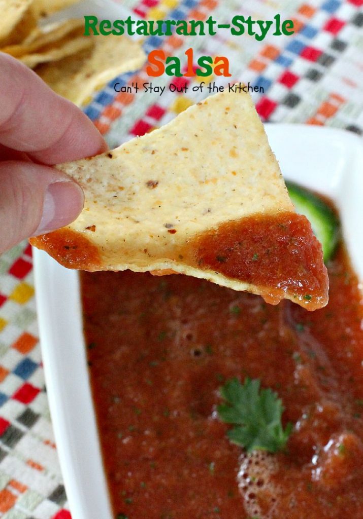 Pioneer Woman's Restaurant-Style Salsa | Can't Stay Out of the Kitchen | this awesome #salsa is fabulous for #tailgating parties. #Tex-Mex #appetizer