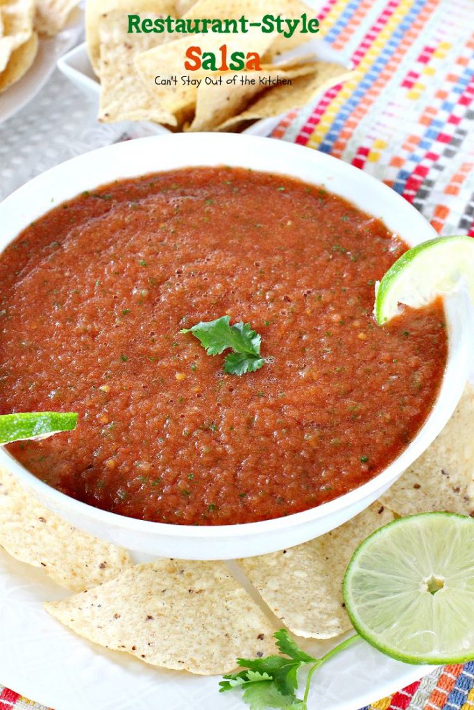 Pioneer Woman's Restaurant-Style Salsa | Can't Stay Out of the Kitchen | this awesome #salsa is fabulous for #tailgating parties. #Tex-Mex #appetizer
