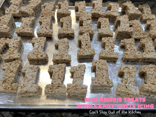Rice Krispie Treats with Candy Melts Icing | Can't Stay Out of the Kitchen | these delicious #treats are perfect for birthdays, potlucks or #tailgating parties. Everyone loves this #dessert, especially with the icing. #RiceKrispies #RiceKrispieTreats #RiceKrispiesCereal #RiceKrispieTreatsWithCandyMeltIcing #cookie #brownie #RiceKrispieDessert #CandyMelts 